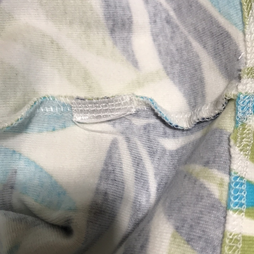 WHITE STAG Navy Blue/Turquoise/Green Leafy Print/White Sleeveless V-Neck—L 12/14 - Picture 6 of 8